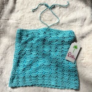 NWT Lily Pulitzer Aqua Crochet Top Small